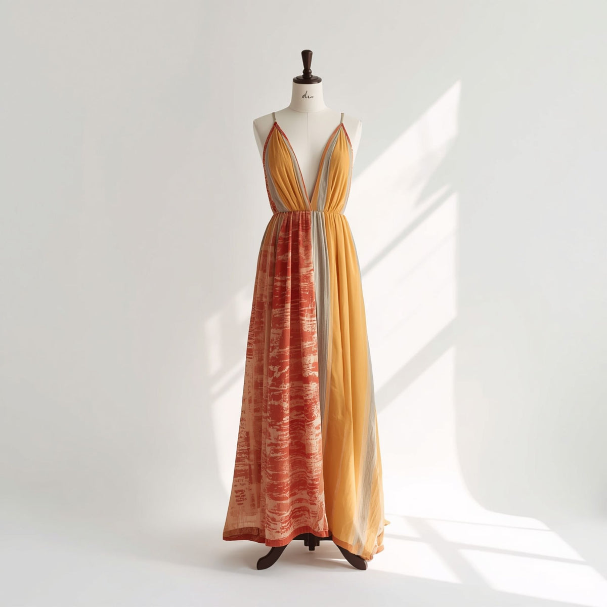 Women's Bohemian Pattern Floor Length Maxi Dress with Relaxed Fit